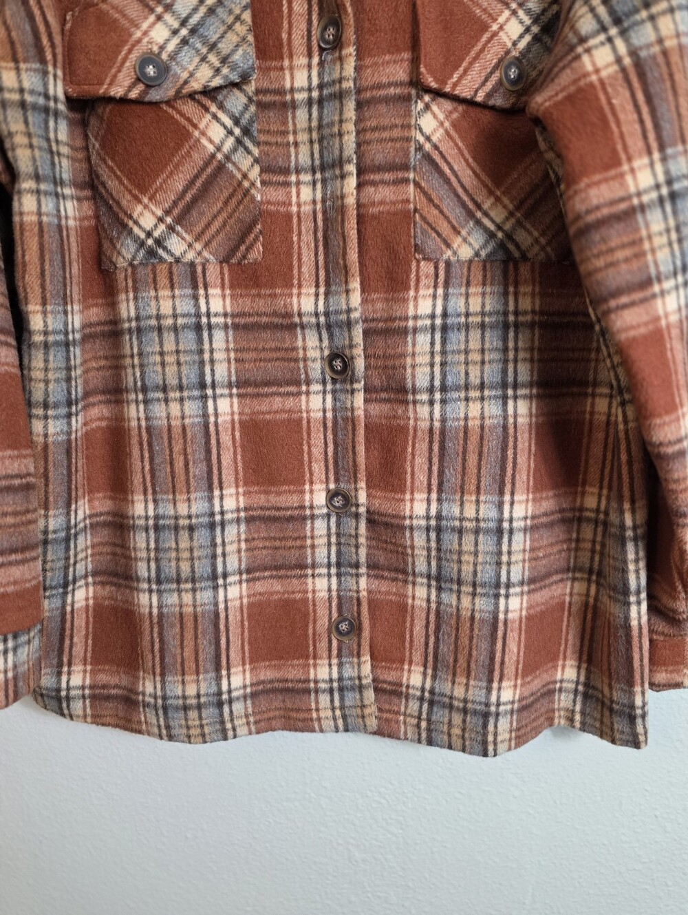 Altard State Plaid Shacket Jacket Women’s Large Rust Orange Cottageco - Picture 7 of 16